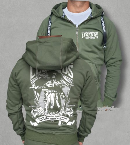 1914-1918 férfi kapucnis, cipzáras pulóver