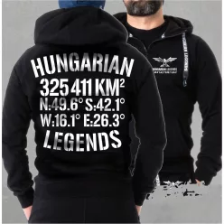   Hungarian Legends - 325 411 KM² férfi kapucnis, cipzáras pulóver
