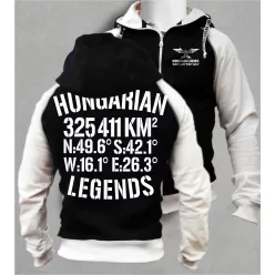   Hungarian Legends - 325 411 KM² férfi kapucnis, cipzáras pulóver