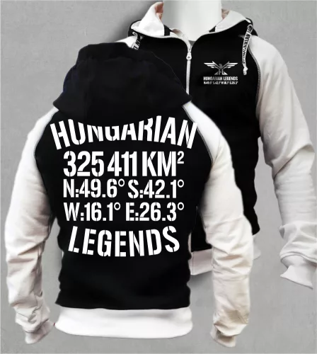 Hungarian Legends - 325 411 KM² férfi kapucnis, cipzáras pulóver