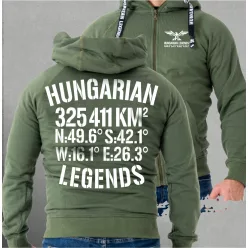   Hungarian Legends - 325 411 KM² férfi kapucnis, cipzáras pulóver