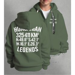   Hungarian Legends - 325 411 KM² gyerek kapucnis, cipzáras pulóver