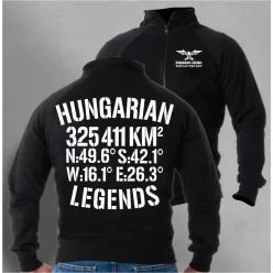   Hungarian Legends - 325 411 KM² férfi cipzáras, galléros pulóver