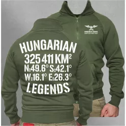   Hungarian Legends - 325 411 KM² férfi cipzáras, galléros pulóver