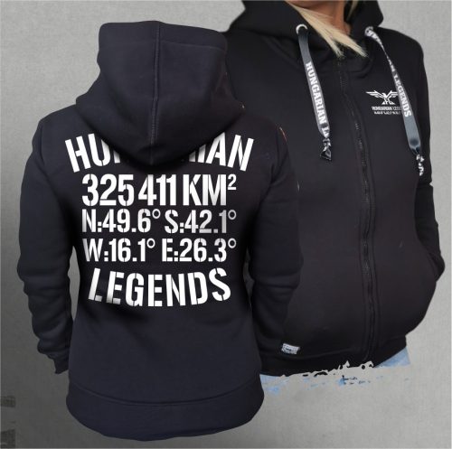 Hungarian Legends - 325 411 KM² női cipzáras, kapucnis pulóver