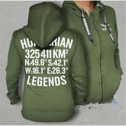   Hungarian Legends - 325 411 KM² női cipzáras, kapucnis pulóver