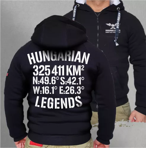 Hungarian Legends - 325 411 KM² férfi sherpa béléses cipzáras pulóver