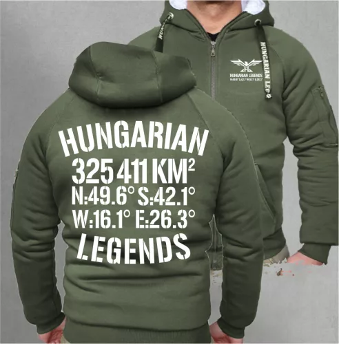 Hungarian Legends - 325 411 KM² férfi sherpa béléses cipzáras pulóver