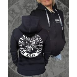 Álmos vezér női cipzáras, kapucnis pulóver