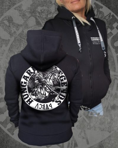 Álmos vezér női cipzáras, kapucnis pulóver