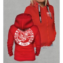 Álmos vezér női cipzáras, kapucnis pulóver