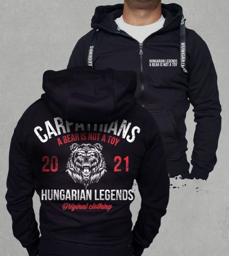A medve nem játék! - férfi kapucnis, cipzáras pulóver