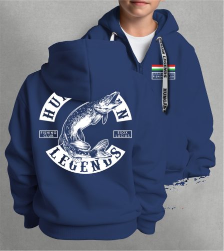 CSUKA - Esox Lucius gyerek kapucnis, cipzáras pulóver