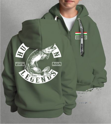 CSUKA - Esox Lucius gyerek kapucnis, cipzáras pulóver