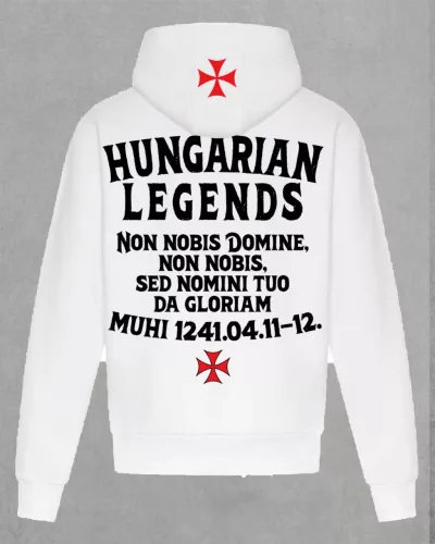 Deus Vult férfi kapucnis, belebújós pulóver