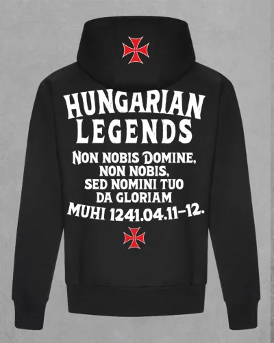 Deus Vult férfi kapucnis, belebújós pulóver