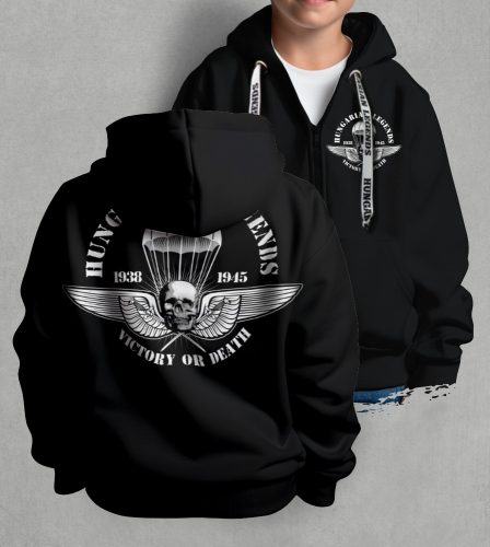 Ejtőernyős zászlóalj gyerek kapucnis, cipzáras pulóver