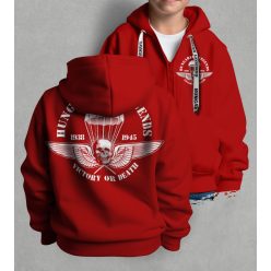 Ejtőernyős zászlóalj gyerek kapucnis, cipzáras pulóver