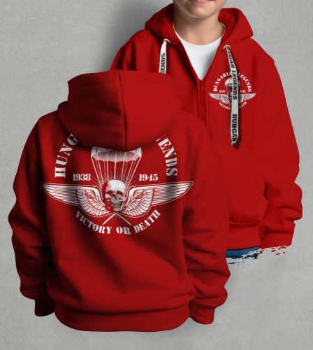 Ejtőernyős zászlóalj gyerek kapucnis, cipzáras pulóver