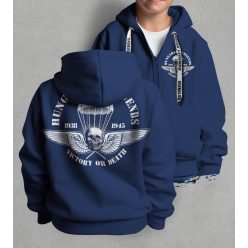 Ejtőernyős zászlóalj gyerek kapucnis, cipzáras pulóver