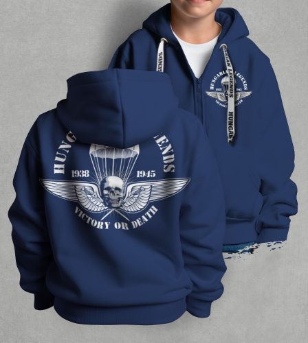 Ejtőernyős zászlóalj gyerek kapucnis, cipzáras pulóver