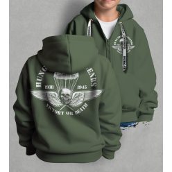 Ejtőernyős zászlóalj gyerek kapucnis, cipzáras pulóver