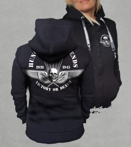 Ejtőernyős zászlóalj női cipzáras, kapucnis pulóver