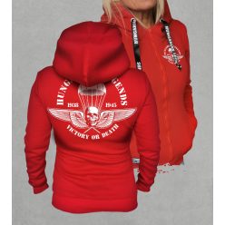 Ejtőernyős zászlóalj női cipzáras, kapucnis pulóver