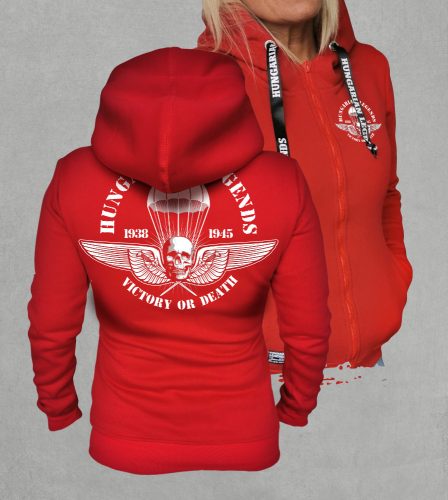 Ejtőernyős zászlóalj női cipzáras, kapucnis pulóver