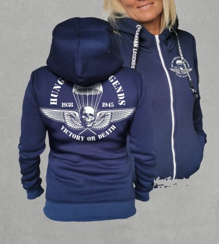 Ejtőernyős zászlóalj női cipzáras, kapucnis pulóver