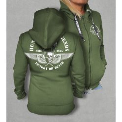 Ejtőernyős zászlóalj női cipzáras, kapucnis pulóver