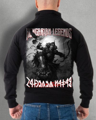 Előd vezér férfi cipzáras, galléros pulóver