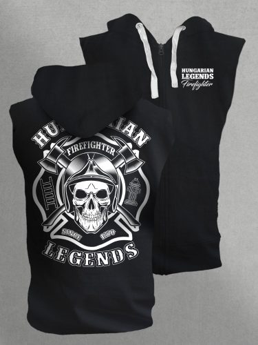Tűzoltó férfi kapucnis, cipzáras mellény