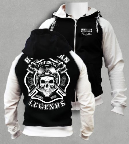 Tűzoltó férfi kapucnis, cipzáras pulóver