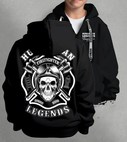 Tűzoltó gyerek kapucnis, cipzáras pulóver