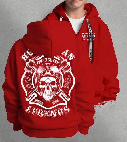 Tűzoltó gyerek kapucnis, cipzáras pulóver