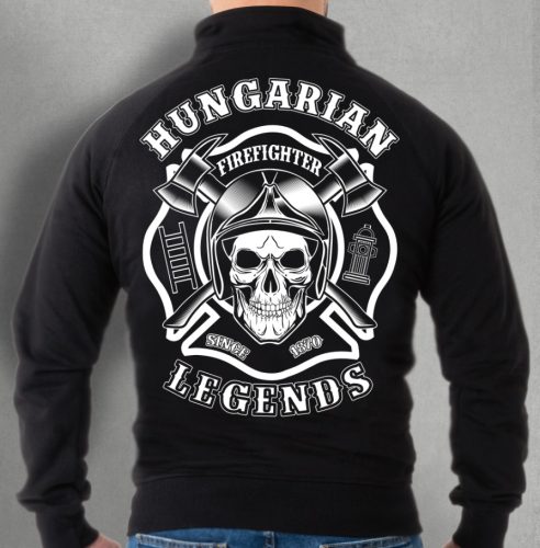 Tűzoltó férfi cipzáras, galléros pulóver