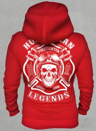 Tűzoltó női cipzáras, kapucnis pulóver