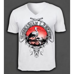 Fehér gólya férfi v-nyakú póló