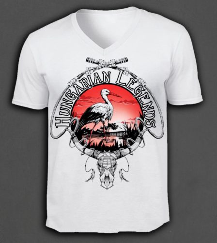 Fehér gólya férfi v-nyakú póló