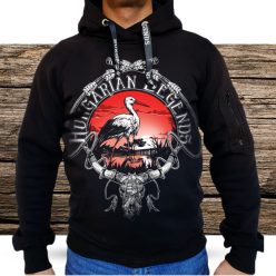 Fehér gólya férfi kapucnis, belebújós pulóver