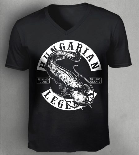 Harcsa - Silurus Glanis férfi v-nyakú póló