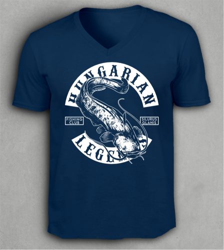 Harcsa - Silurus Glanis férfi v-nyakú póló