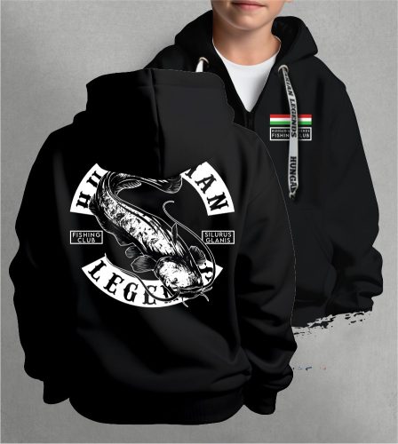 Harcsa - Silurus Glanis gyerek kapucnis, cipzáras pulóver