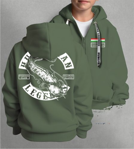 Harcsa - Silurus Glanis gyerek kapucnis, cipzáras pulóver