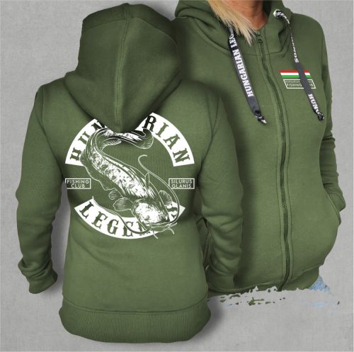 Harcsa - Silurus Glanis női cipzáras, kapucnis pulóver