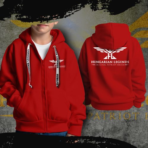 HL LOGO 24 gyerek kapucnis, cipzáras pulóver