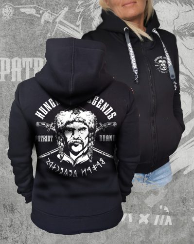 Honfoglaló harcos női cipzáras, kapucnis pulóver