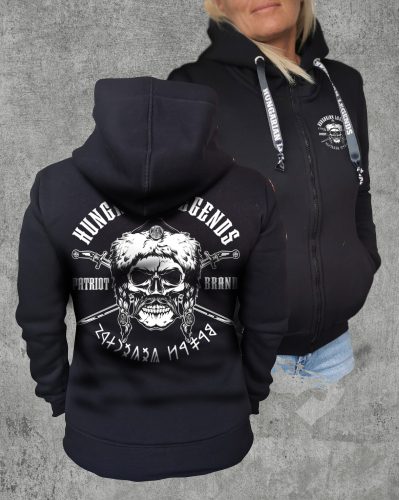 Honfoglaló harcos női cipzáras, kapucnis pulóver