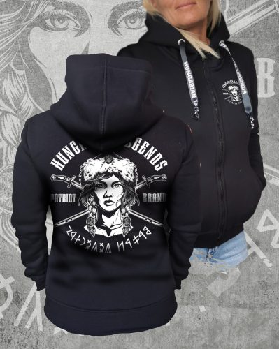 Honfoglaló harcos női cipzáras, kapucnis pulóver